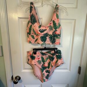 Old Navy Pink Flamingo Print Bikini